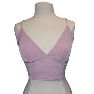 NWT Love Tree Women's Light Pink V-Neck Crop Top L